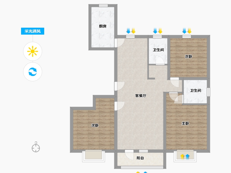 山东省-青岛市-鲁骐金岸世家-101.00-户型库-采光通风