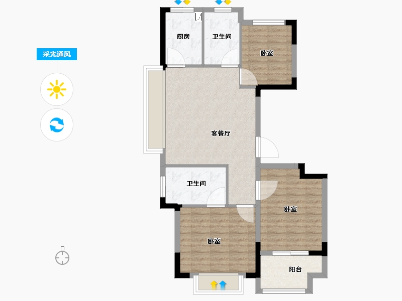 安徽省-合肥市-阳光城悦澜府-78.01-户型库-采光通风