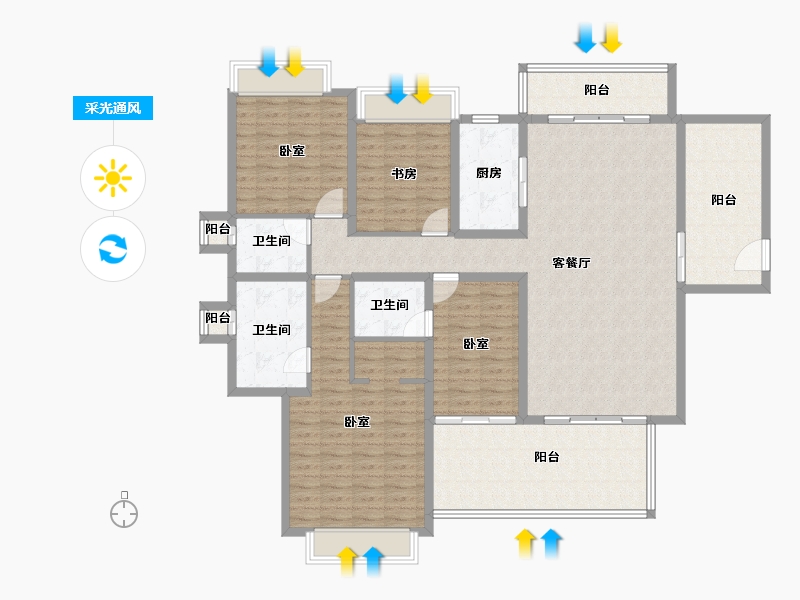 河南省-郑州市-雅居乐海南清水湾-161.16-户型库-采光通风