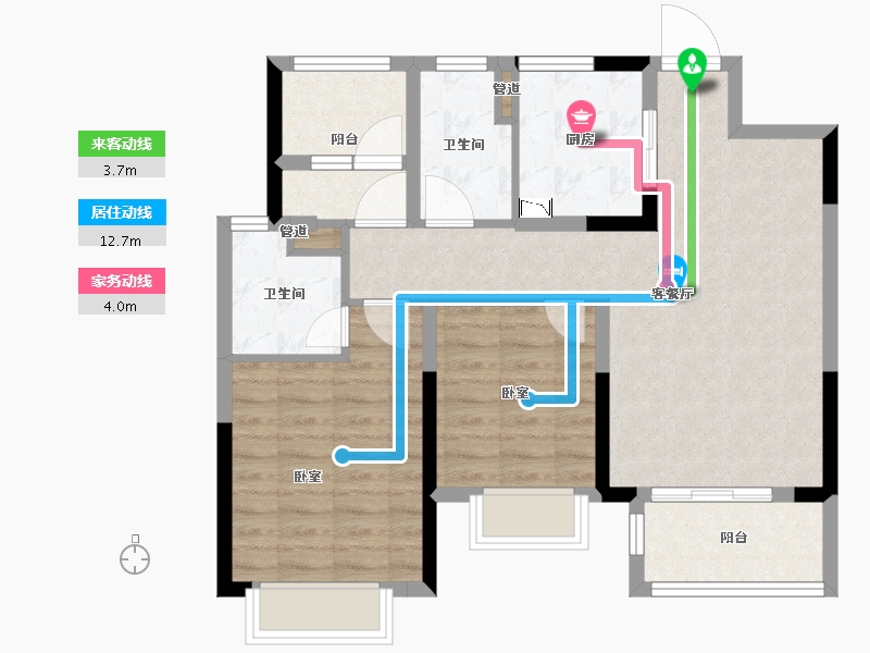 浙江省-宁波市-凯旋府-76.00-户型库-动静线