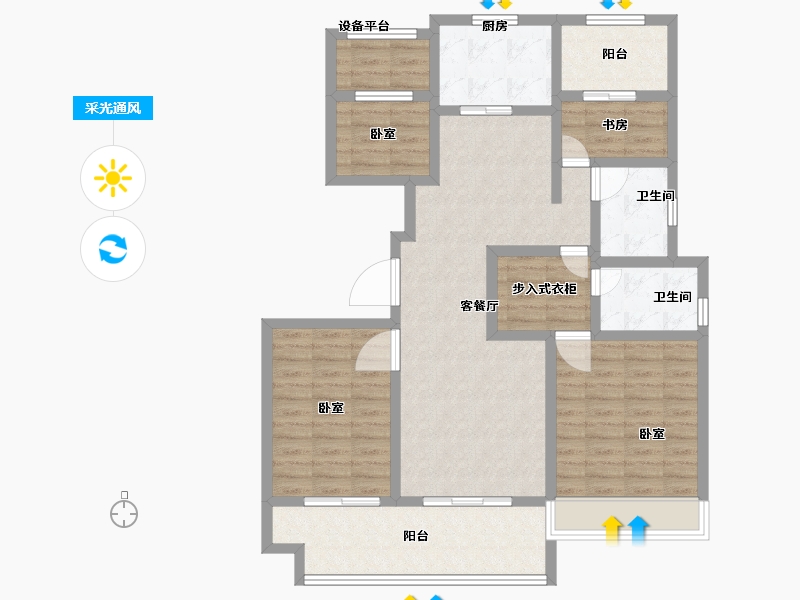 浙江省-舟山市-紫宸-103.99-户型库-采光通风