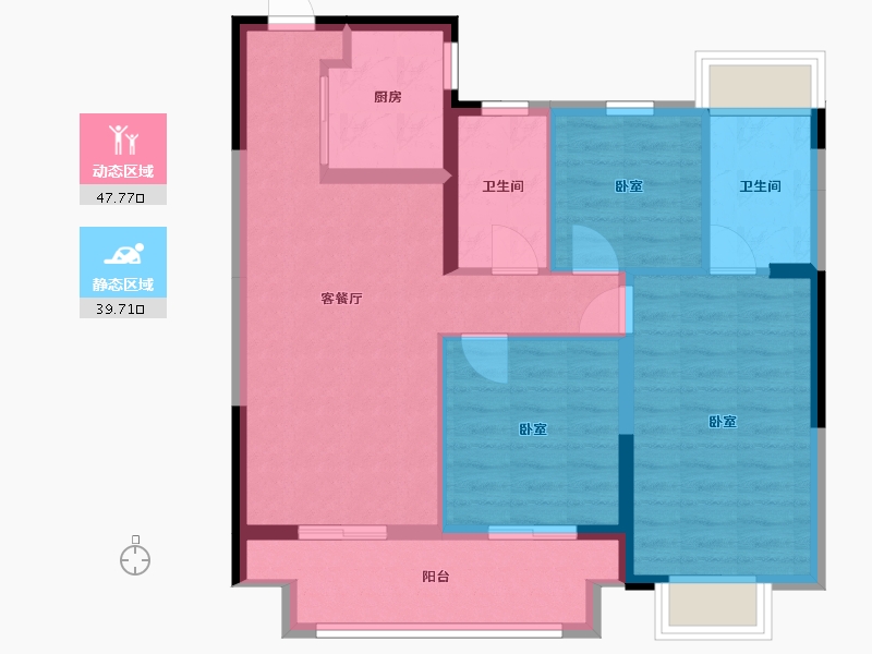 浙江省-嘉兴市-荣安卓越·悦珑庭-77.78-户型库-动静分区