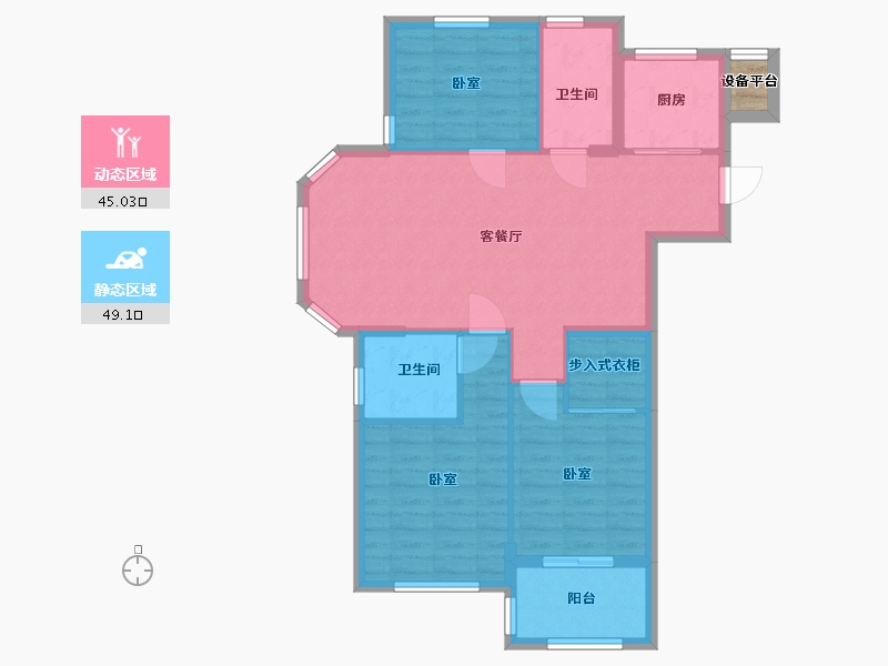 浙江省-湖州市-德清瑞鑫禹悦府-86.00-户型库-动静分区