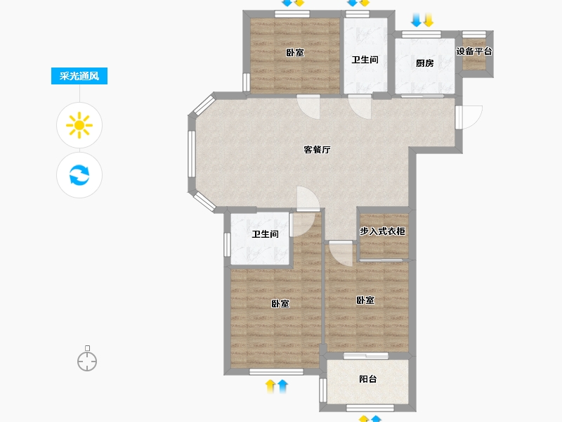 浙江省-湖州市-德清瑞鑫禹悦府-86.00-户型库-采光通风