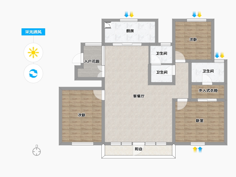 山东省-烟台市-磁山温泉小镇-114.00-户型库-采光通风