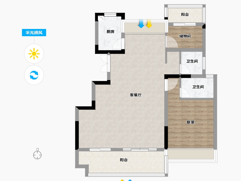 安徽省-合肥市-文一叶语湾-85.99-户型库-采光通风