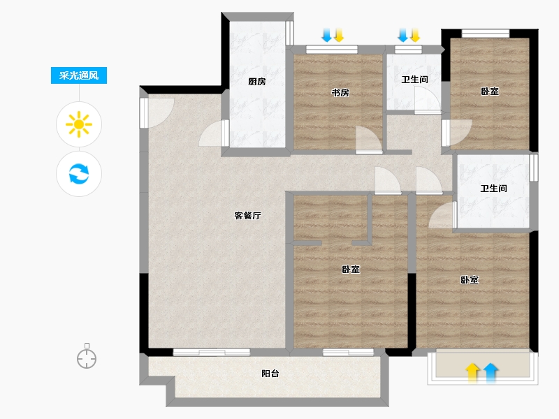 安徽省-合肥市-东方春晓小区-100.24-户型库-采光通风