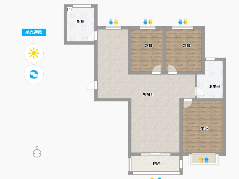 山西省-长治市-龙港新城-96.93-户型库-采光通风