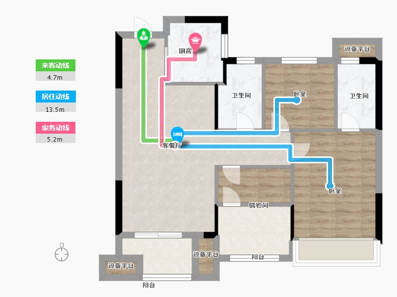 浙江省-温州市-德信东宸里-70.99-户型库-动静线