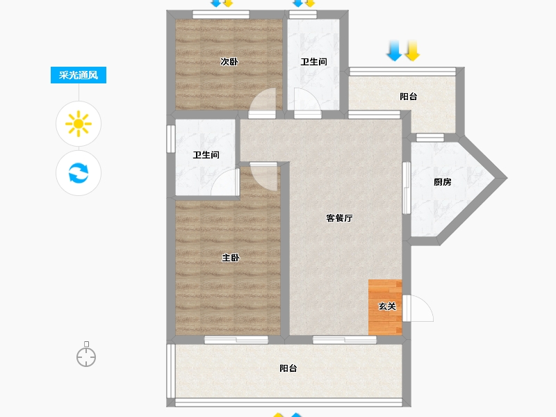 安徽省-黄山市-金盆湾康养小镇-72.92-户型库-采光通风