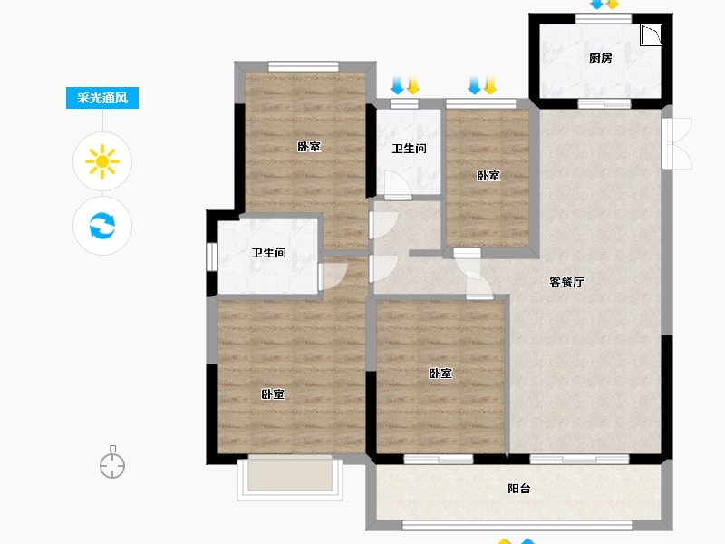 浙江省-宁波市-宏地·熙望府-94.99-户型库-采光通风