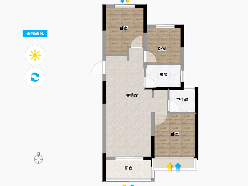 河南省-郑州市-银基国际旅游度假区-73.00-户型库-采光通风