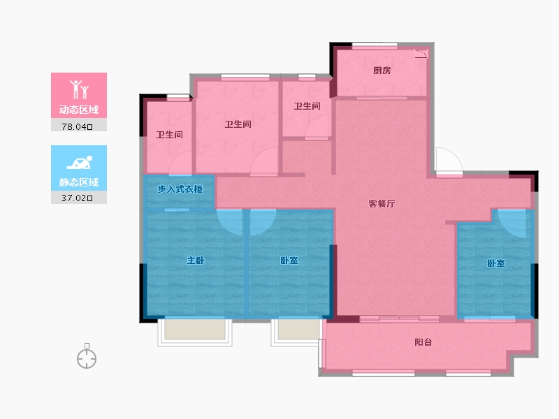 福建省-泉州市-璀璨壹号-103.99-户型库-动静分区