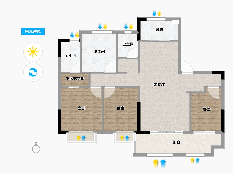 福建省-泉州市-璀璨壹号-103.99-户型库-采光通风