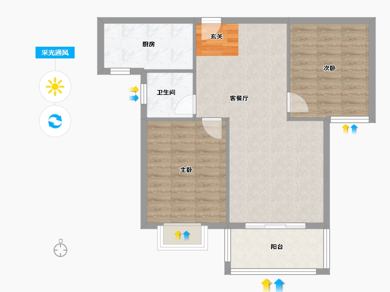 安徽省-黄山市-黄山学府苑-68.91-户型库-采光通风