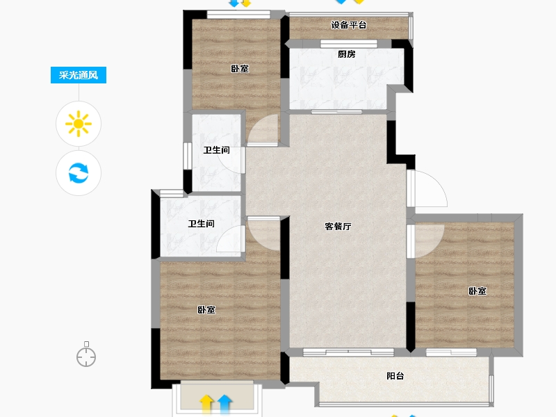 浙江省-舟山市-三盛南沙里-82.00-户型库-采光通风