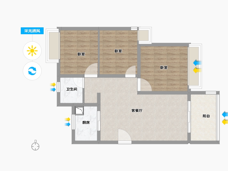 河南省-郑州市-雅居乐海南清水湾-74.09-户型库-采光通风