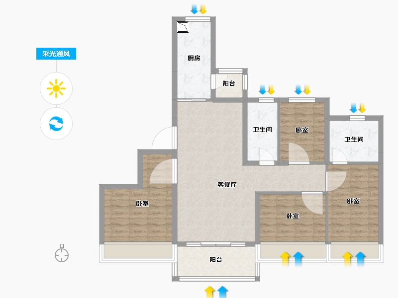 山东省-滨州市-恒大悦珑湾-98.90-户型库-采光通风