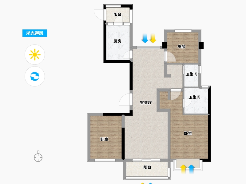 浙江省-宁波市-中交君玺-94.00-户型库-采光通风