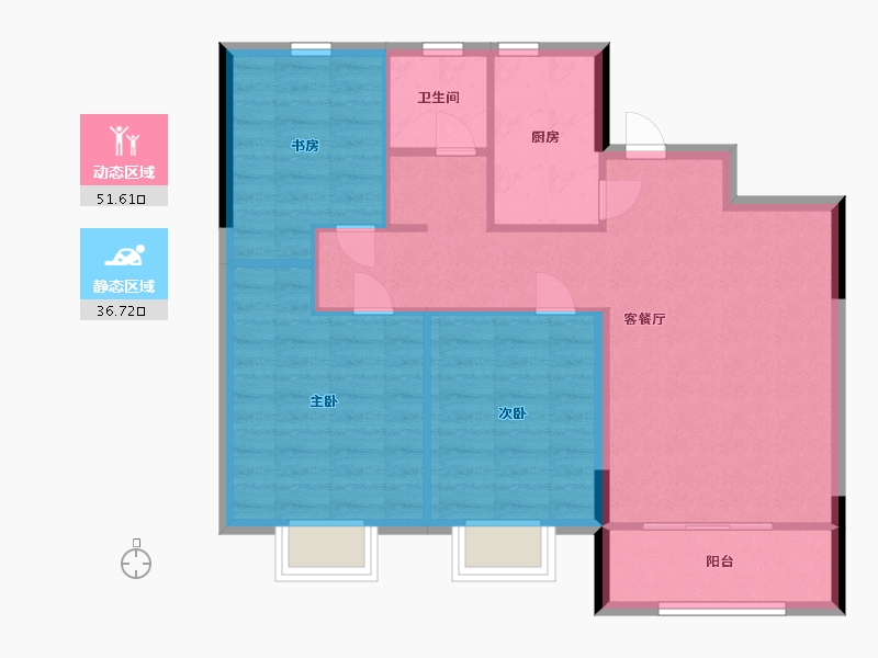 山东省-青岛市-三木空港小镇璟云-80.00-户型库-动静分区