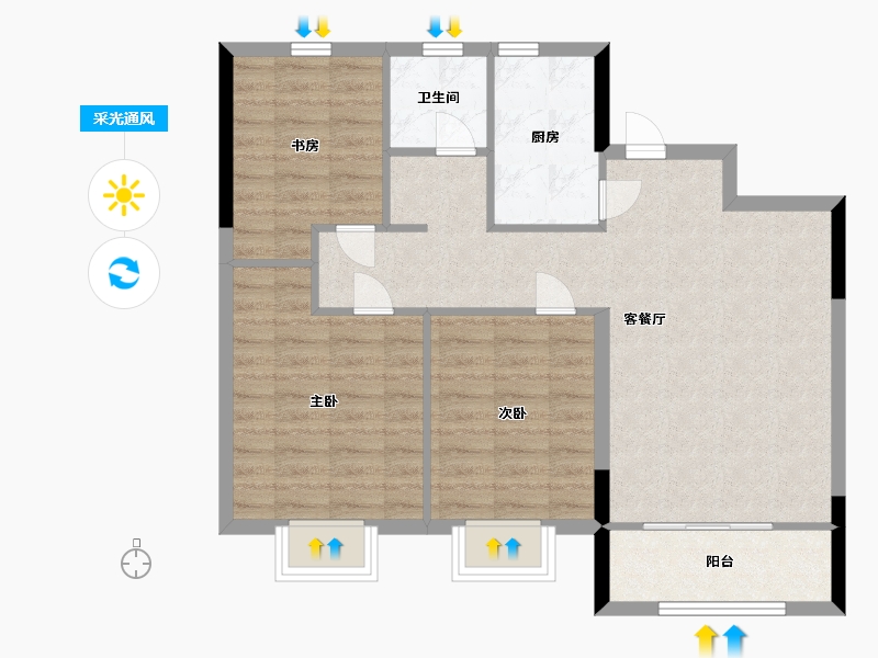 山东省-青岛市-三木空港小镇璟云-80.00-户型库-采光通风