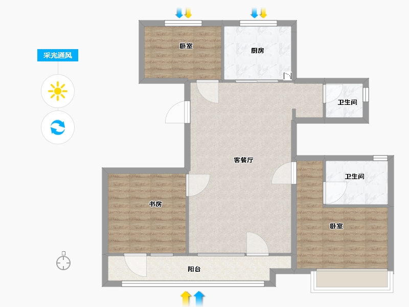 宁夏回族自治区-银川市-光耀·贺兰府-96.00-户型库-采光通风