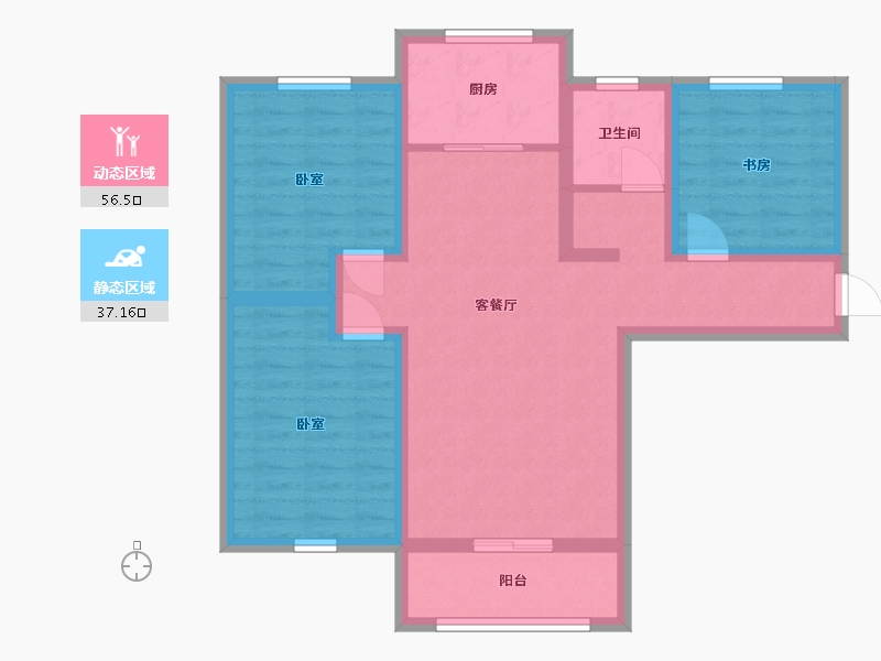 宁夏回族自治区-银川市-宝湖锦都(二期)-82.65-户型库-动静分区