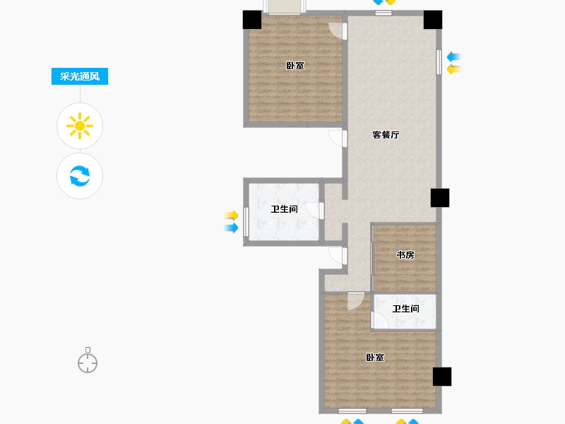 山东省-青岛市-富力·尚悦居-128.00-户型库-采光通风