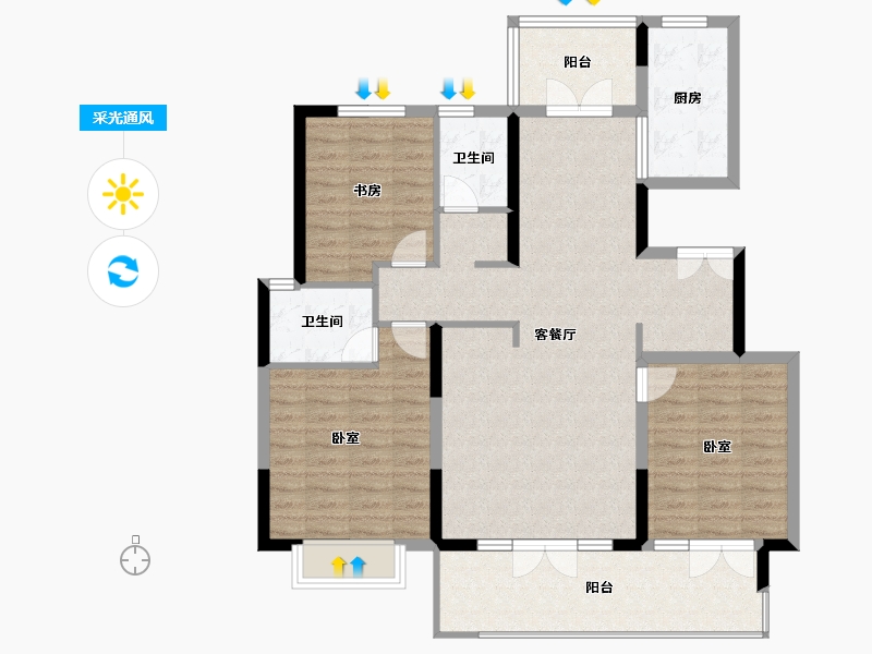 山东省-济南市-鲁能漫山香墅麓府-109.00-户型库-采光通风