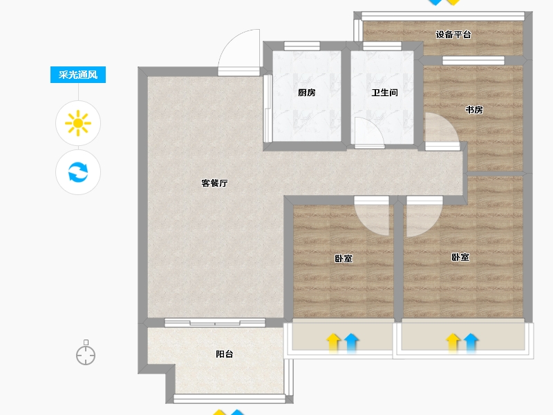 安徽省-合肥市-文一锦门北韵-73.00-户型库-采光通风