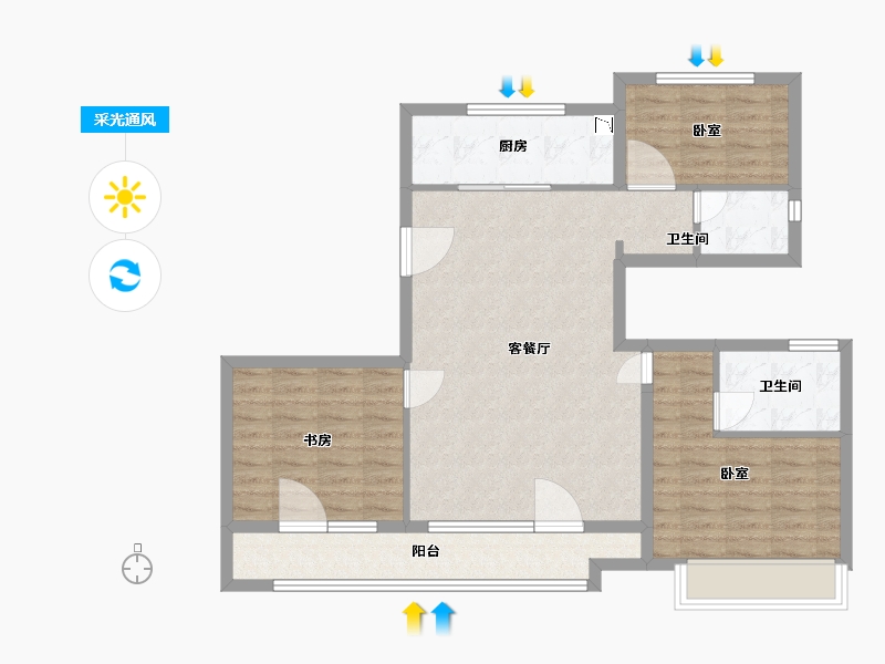 宁夏回族自治区-银川市-光耀·贺兰府-88.00-户型库-采光通风