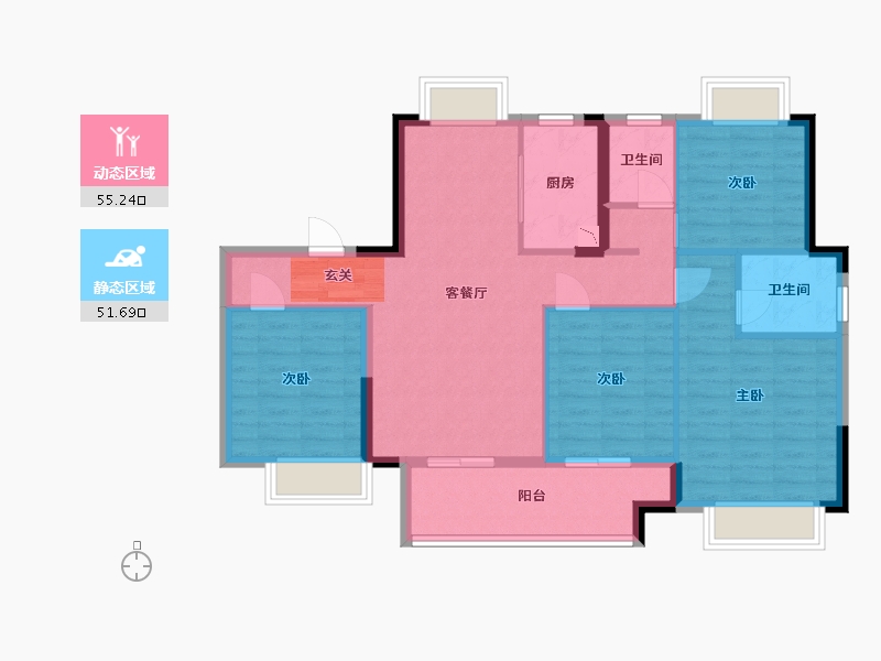 江西省-赣州市-正荣·华润悦蓉府-96.00-户型库-动静分区