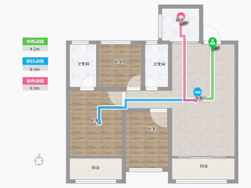 山东省-菏泽市-河畔清华-95.80-户型库-动静线