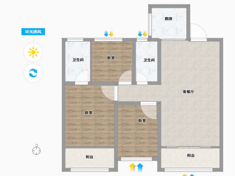 山东省-菏泽市-河畔清华-95.80-户型库-采光通风