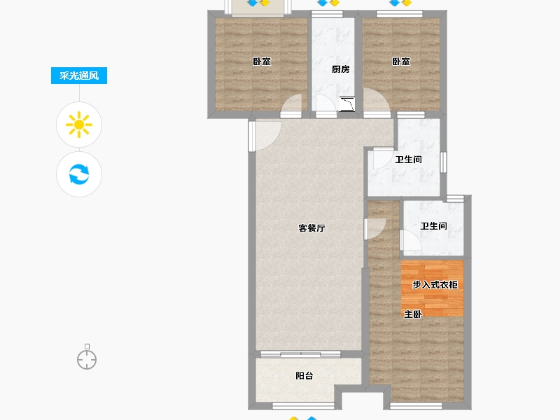 福建省-泉州市-中骏丽景府-90.00-户型库-采光通风