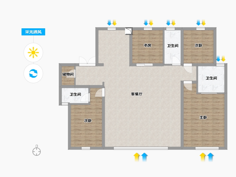 山东省-青岛市-绿地凤栖澜玥-134.67-户型库-采光通风