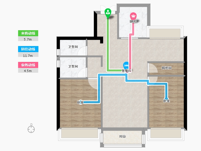 浙江省-绍兴市-杭州湾世纪城-83.64-户型库-动静线