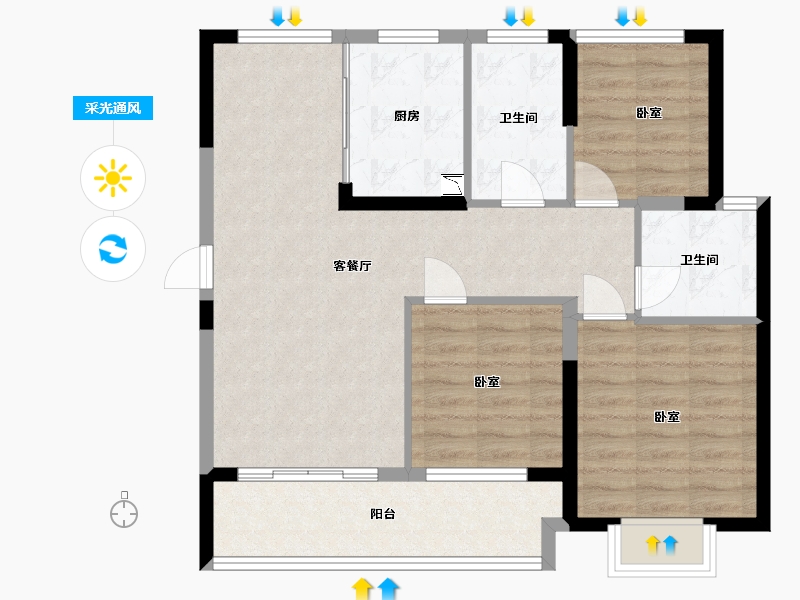 浙江省-湖州市-合生杭州湾国际新城-82.00-户型库-采光通风