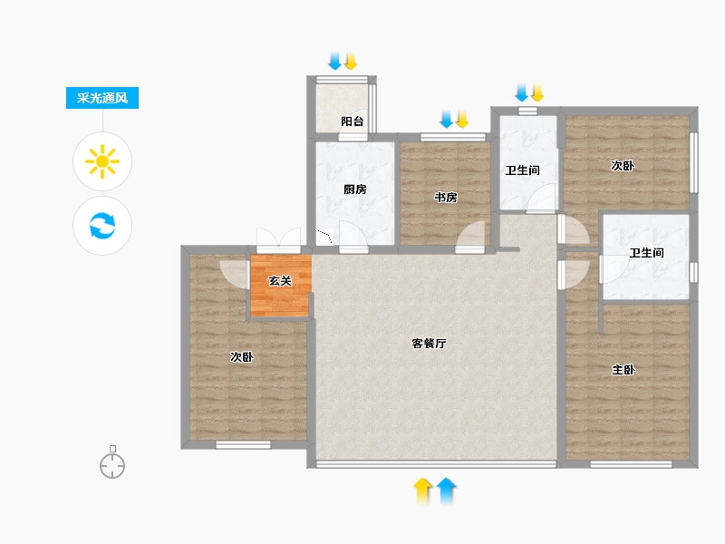 安徽省-阜阳市-富力皖投大河城章-128.00-户型库-采光通风