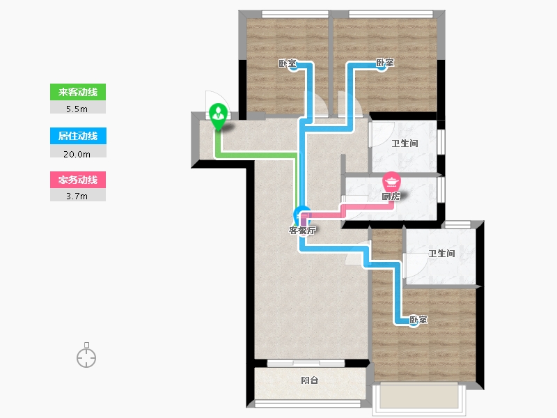 浙江省-杭州市-栢悦中心-72.56-户型库-动静线