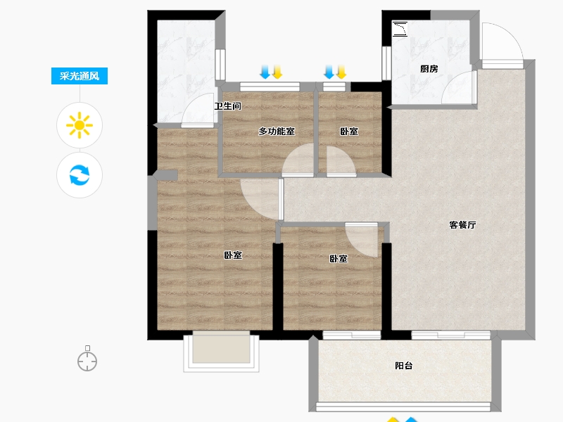 福建省-龙岩市-碧桂园德兴·时代城-71.00-户型库-采光通风