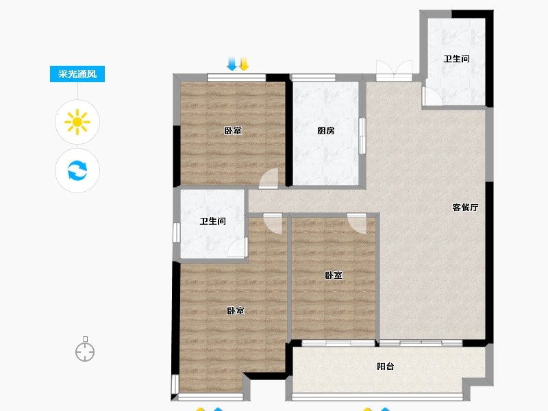 福建省-莆田市-富力壹号半岛-102.00-户型库-采光通风