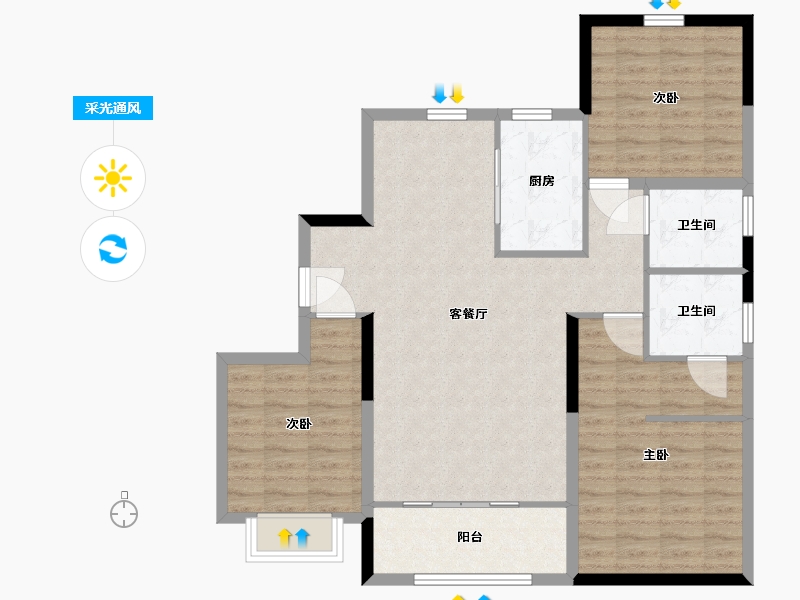 山东省-青岛市-三木空港小镇璟云-98.00-户型库-采光通风