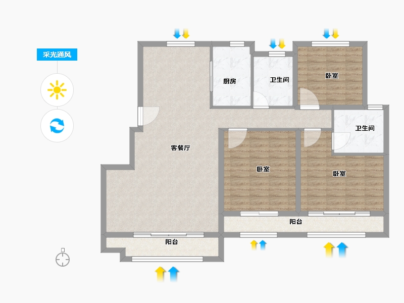 山东省-滨州市-北汽（滨州）九水御熙-113.00-户型库-采光通风