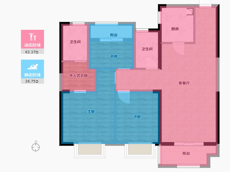 江西省-赣州市-中梁·壹号院-88.80-户型库-动静分区