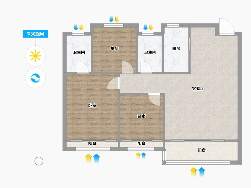 浙江省-温州市-金悦澜湾-88.85-户型库-采光通风