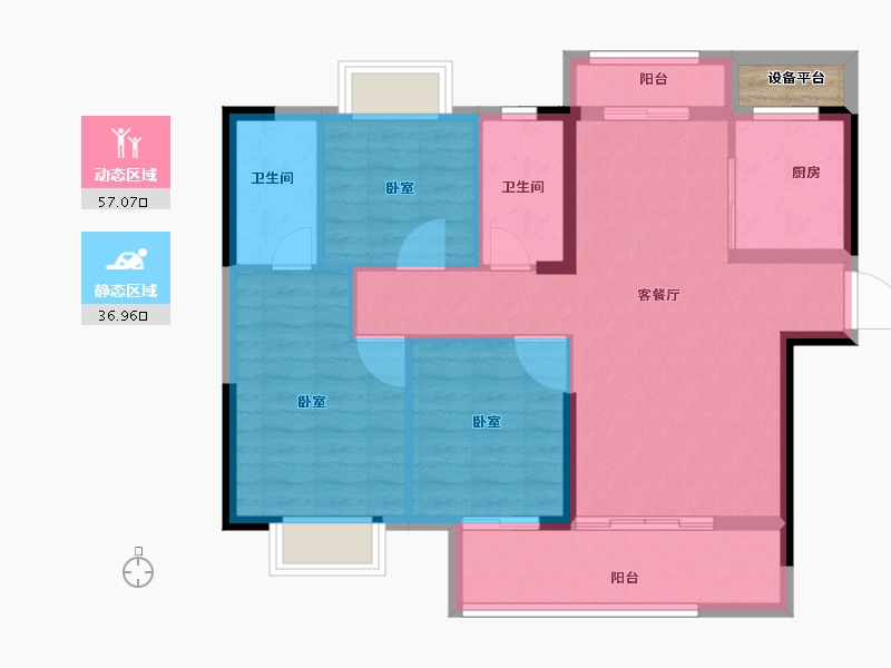 福建省-龙岩市-碧桂园德兴·时代城-86.00-户型库-动静分区