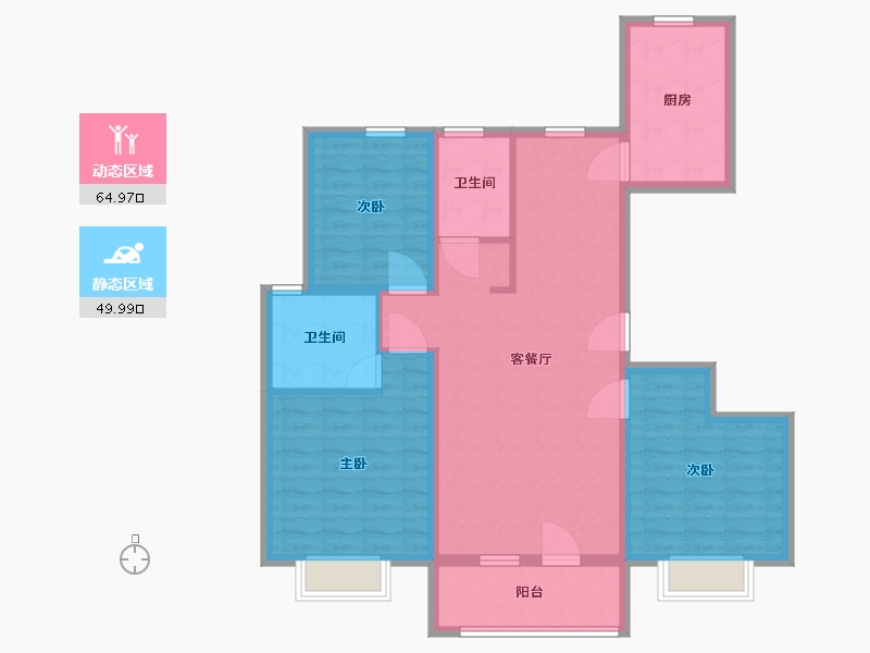 山东省-青岛市-鲁骐金岸世家-103.01-户型库-动静分区