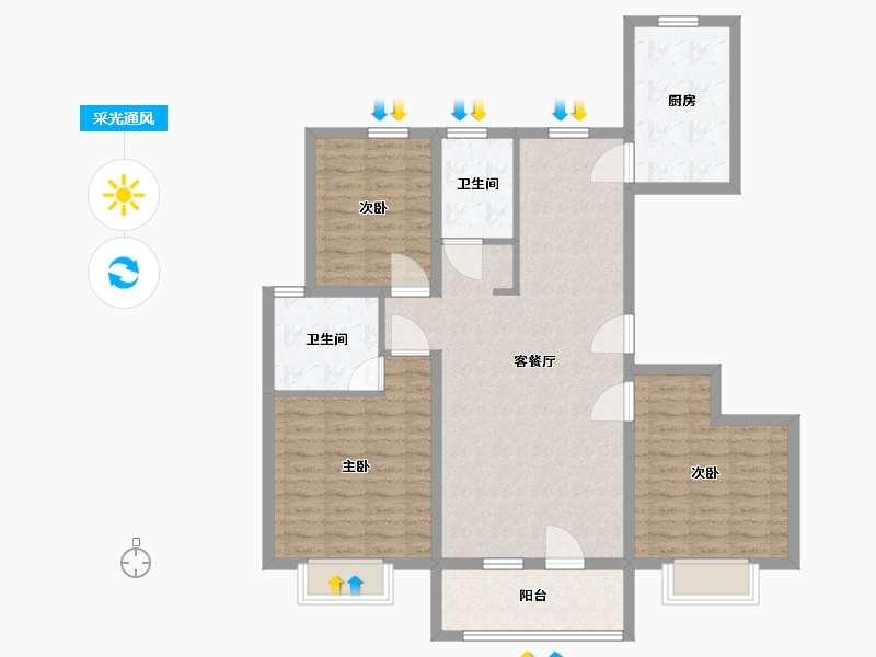 山东省-青岛市-鲁骐金岸世家-103.01-户型库-采光通风