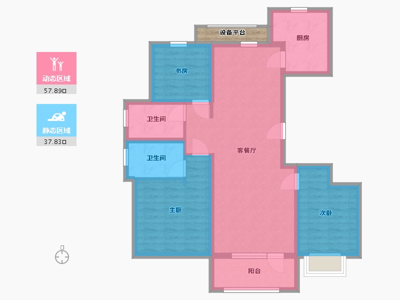 山东省-青岛市-华发四季-86.73-户型库-动静分区